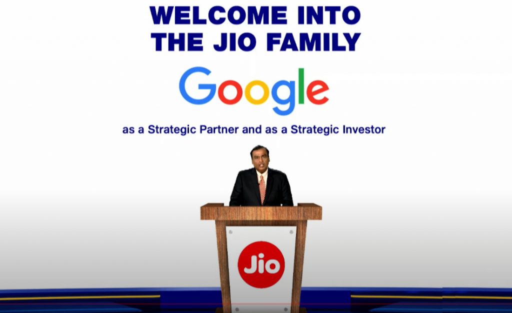 Google invests Rs. 33,737 Crore in Jio Platforms for 7.7% stake