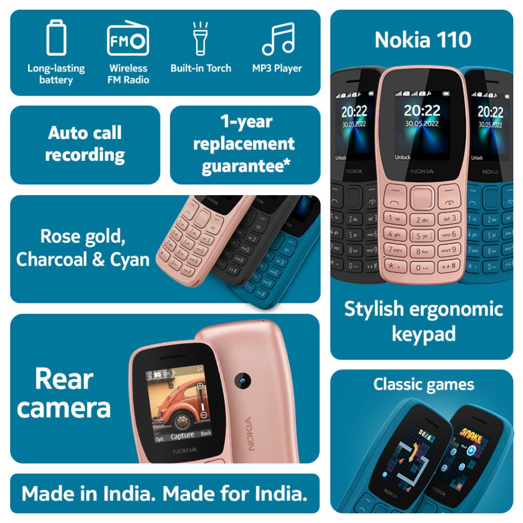 Nokia 110 (2022) feature phone launched in India
