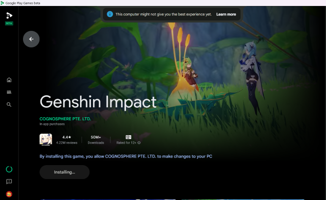 Genshin impact o google play games pc beta